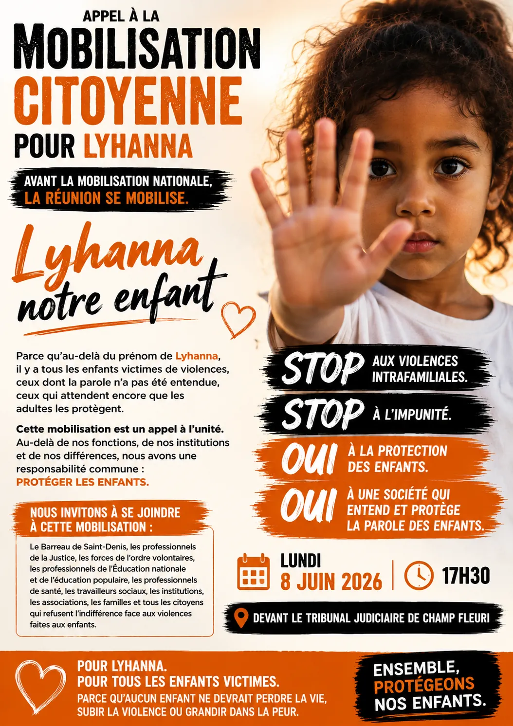 La Réunion se mobilise pour Lyhanna et tous les enfants victimes de violences
